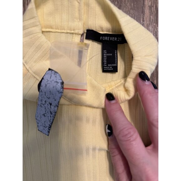 Forever 21 Butter Pastel Yellow Mini Halter Dress Bodycon NWT Ribbed SMALL - Picture 8 of 11